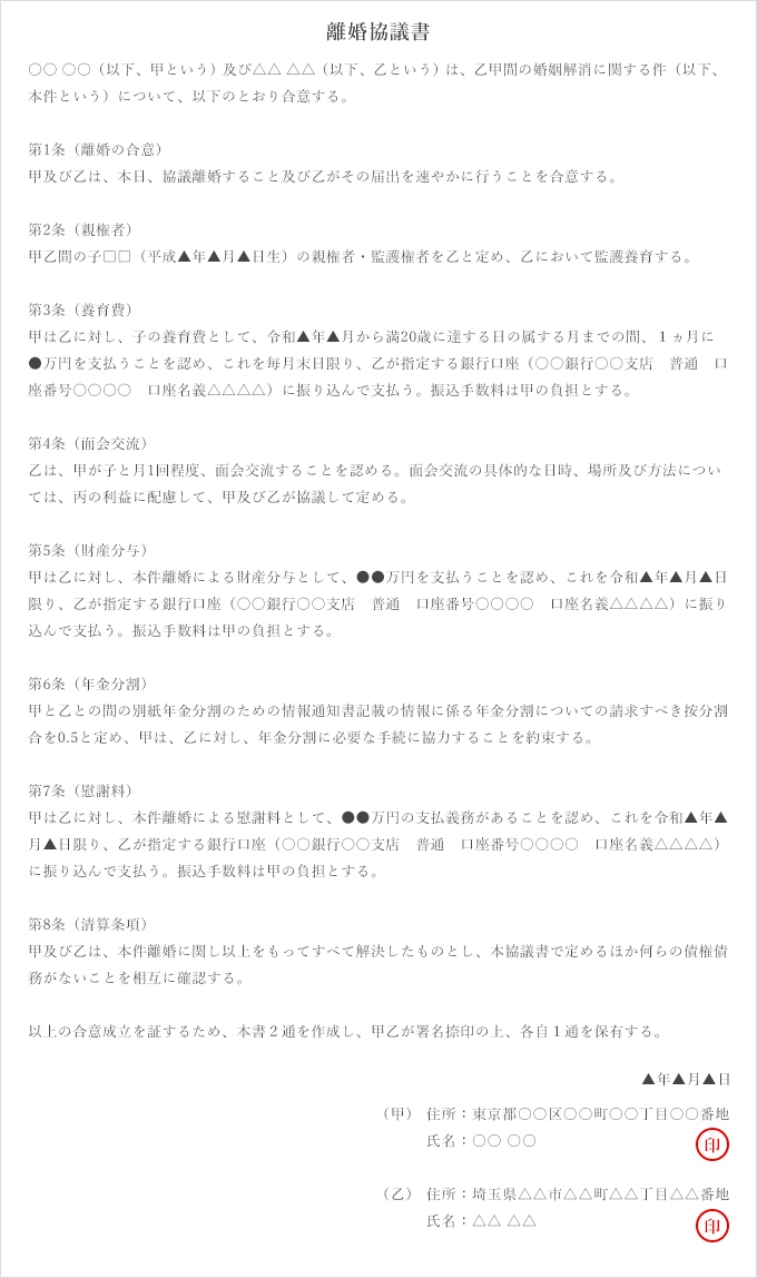離婚協議書